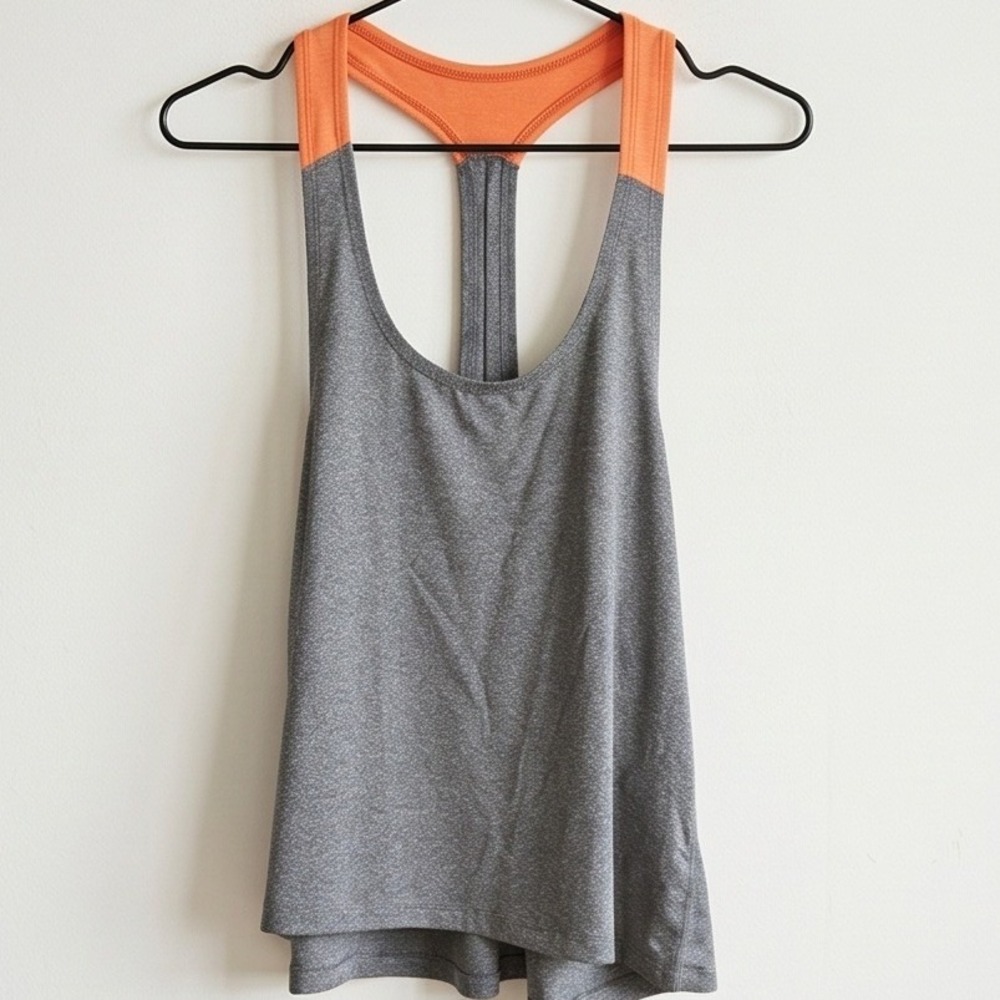 Threads 4 Thought Womens M T-Back Yoga Tank Top Charcoal Cosmic Peach Medium NWT